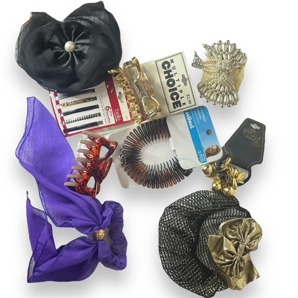 Bundle of Vintage Hair Accessories Bows Barrettes